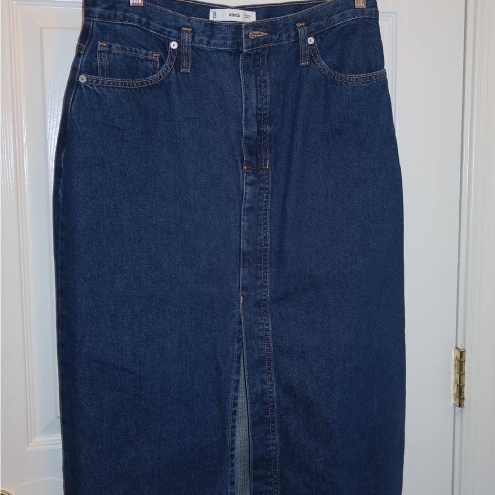 Mango Women's Dark Blue Denim Skirt